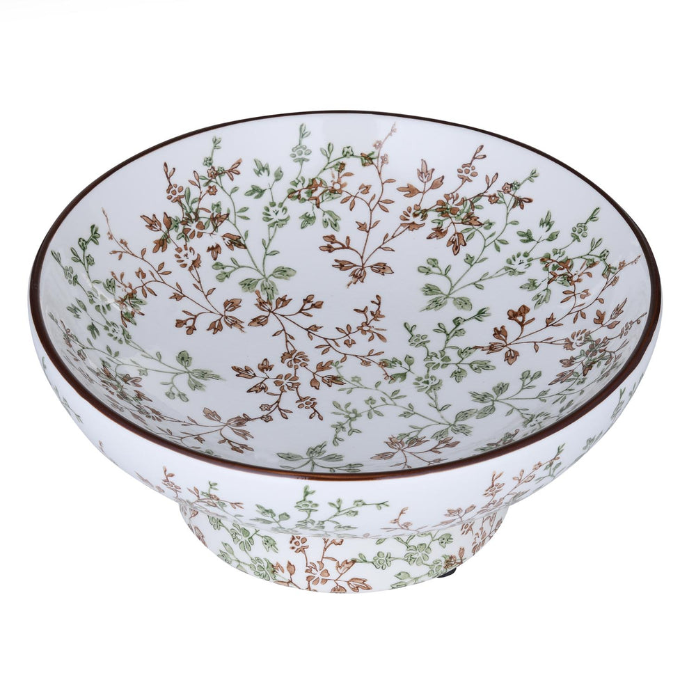 Floral Decorative Ceramic Urli- Green