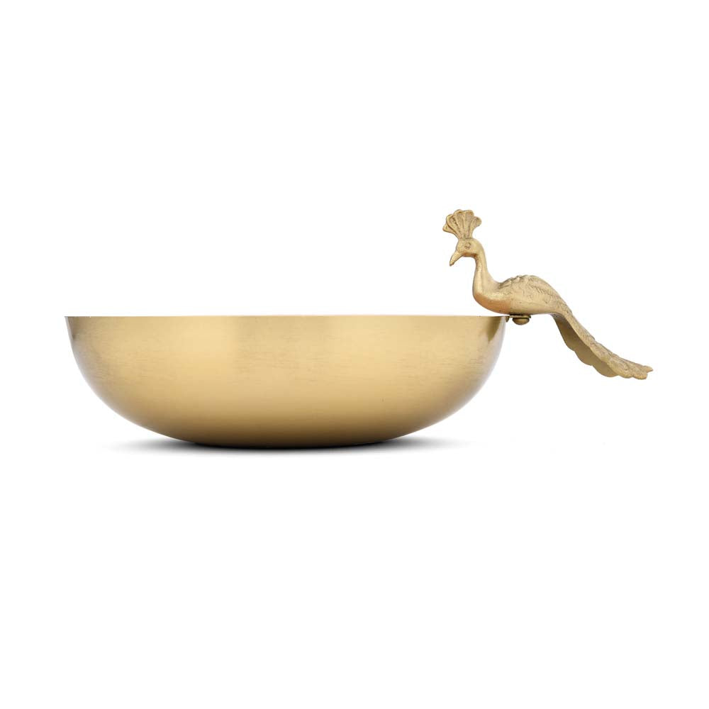 Decorative Peacock Platter Large- Off-white and Gold