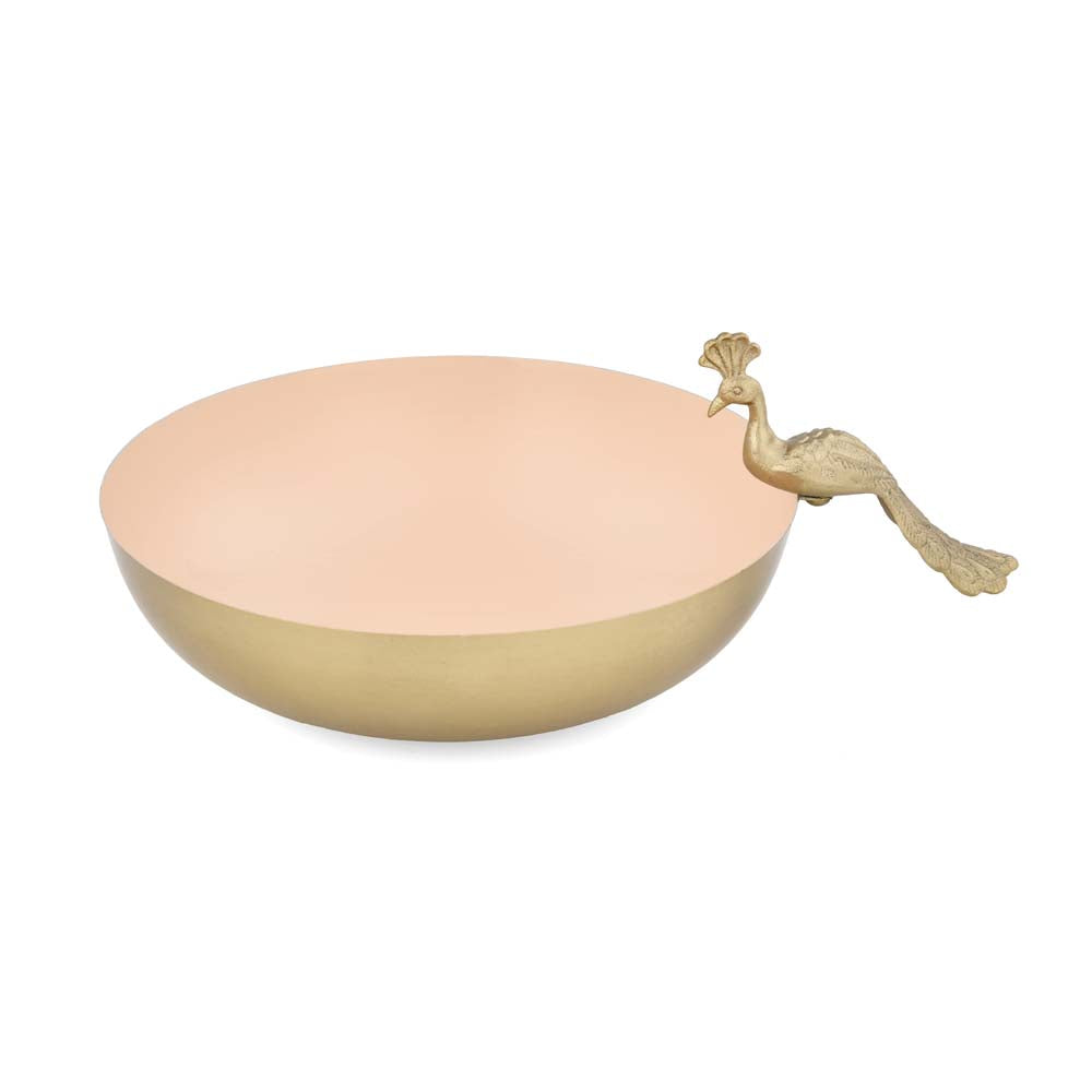 Decorative Peacock Platter Large- Off-white and Gold