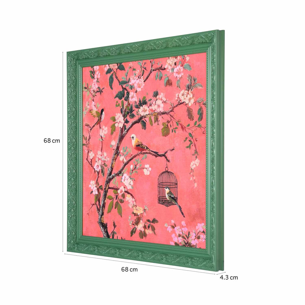 Birds in Blossom Canvas Wall Painting- Pink