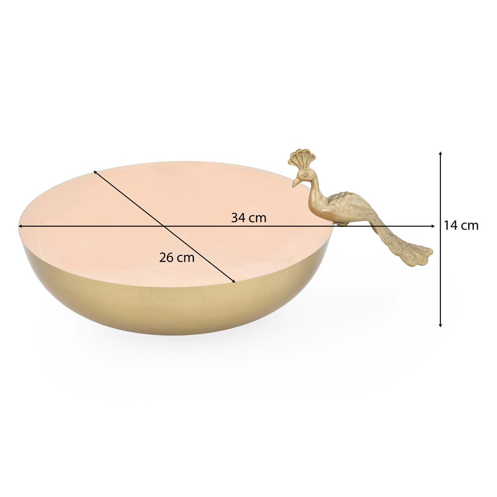 Decorative Peacock Platter Large- Off-white and Gold