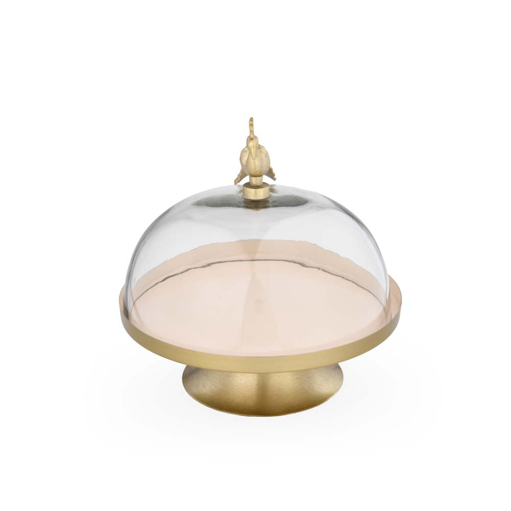 Peacock Cake Stand with Lid- Gold