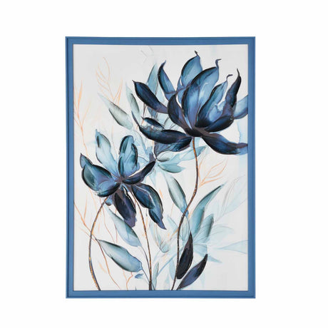 Floral Art - I Canvas Painting- Blue and White