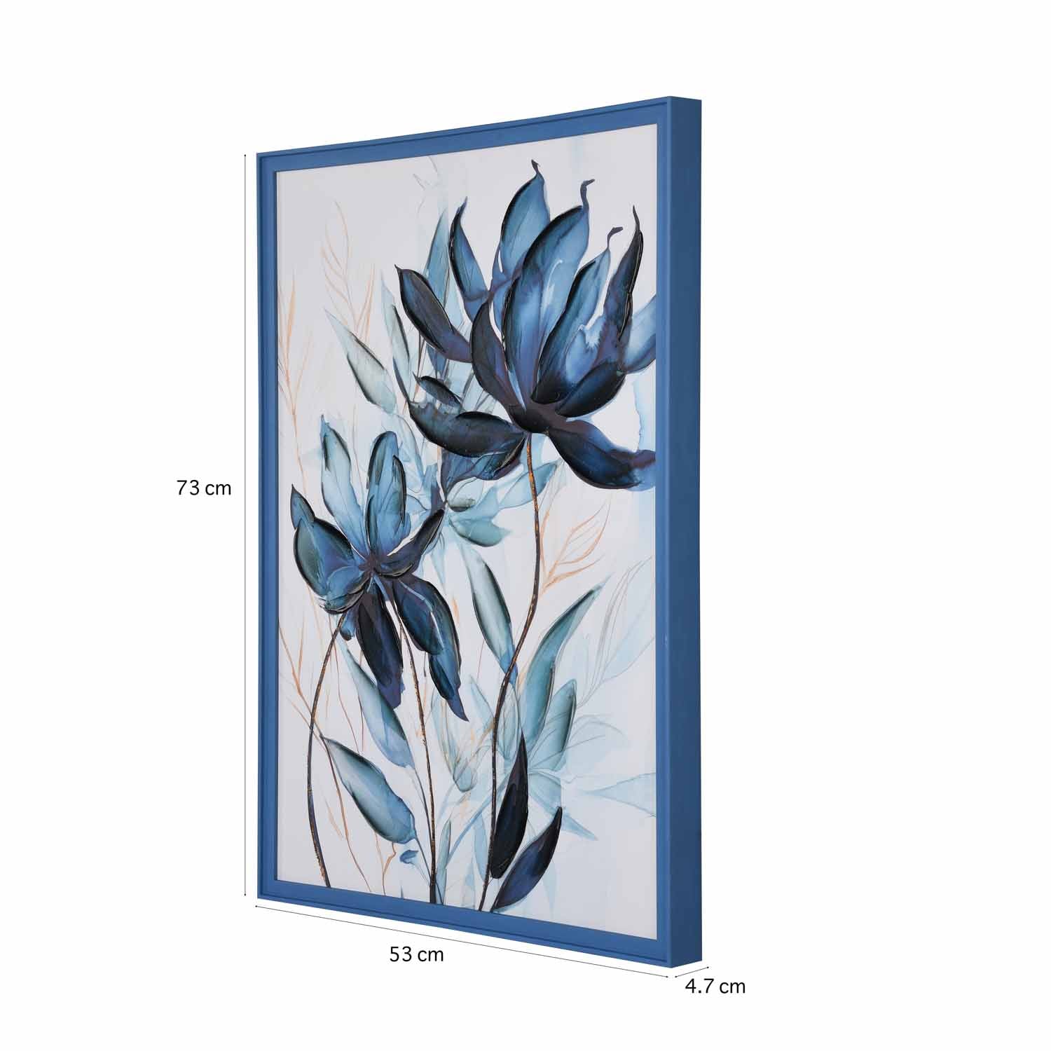 Floral Art - I Canvas Painting- Blue and White
