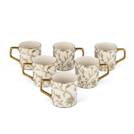 Porcelain Coffee Mug Set of 6- Beige
