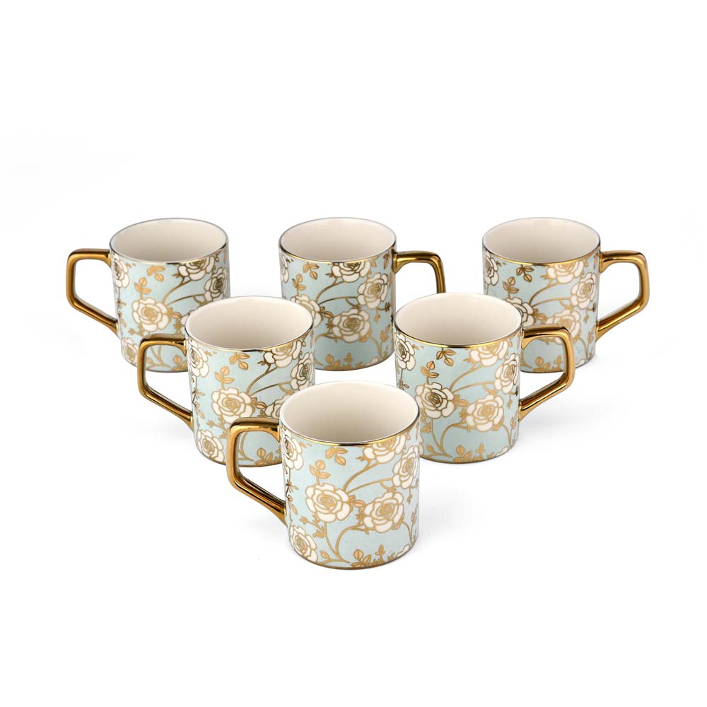 Porcelain Coffee Mug Set of 6- Blue