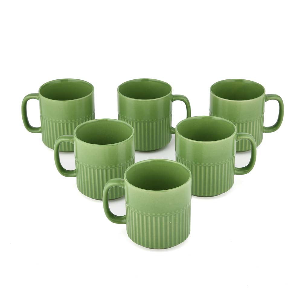Porcelain Coffee Mug Set of 6- Green