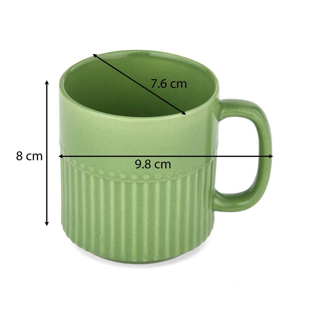 Porcelain Coffee Mug Set of 6- Green