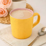 Porcelain Coffee Mug Set of 6- Mustard and Pink