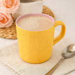 Porcelain Coffee Mug Set of 6- Mustard and Pink