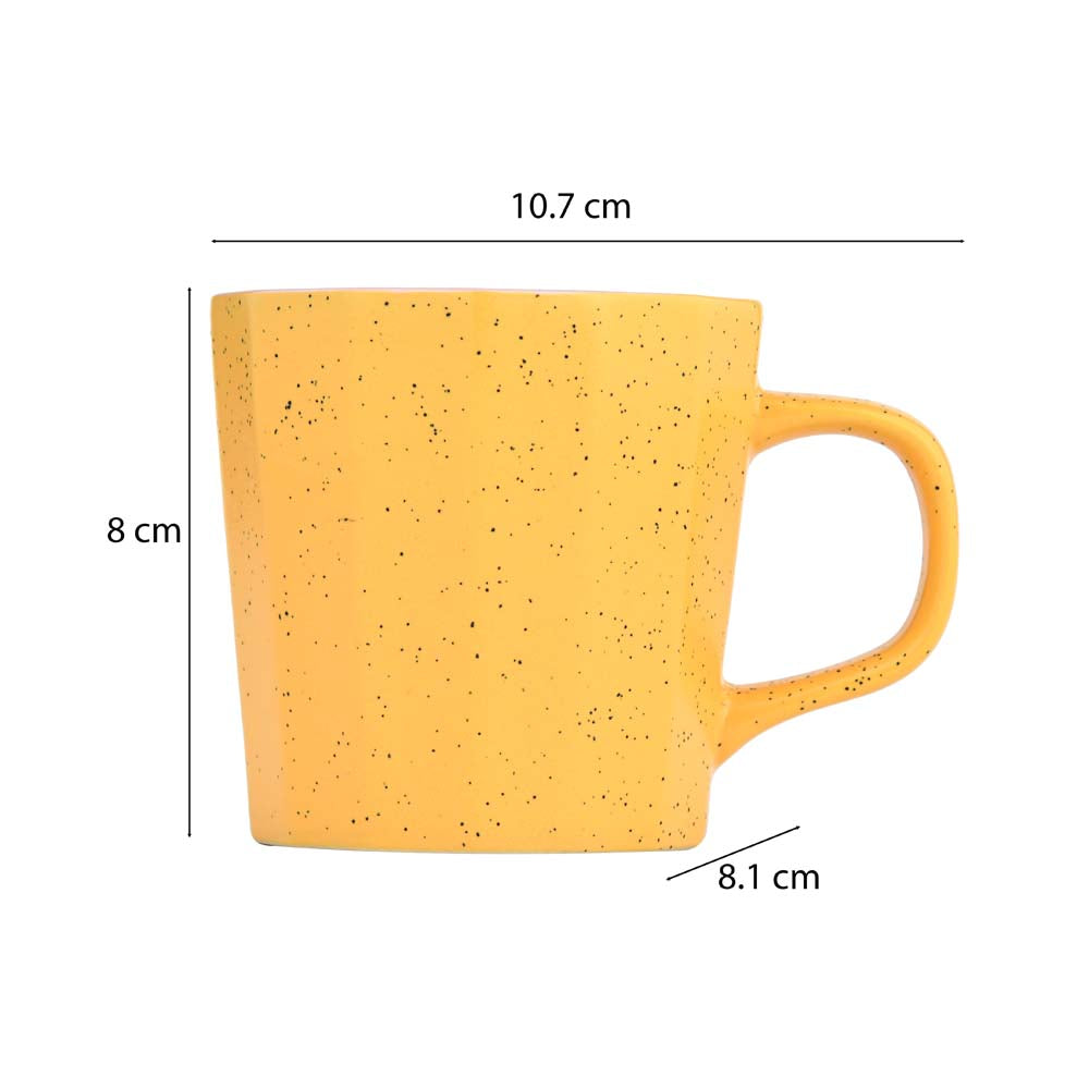 Porcelain Coffee Mug Set of 6- Mustard and Pink