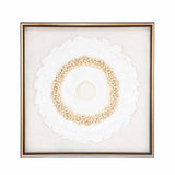 Floral Art Glass Wall Décor- White and Sand Brown