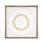 Floral Art Glass Wall Décor- White and Sand Brown
