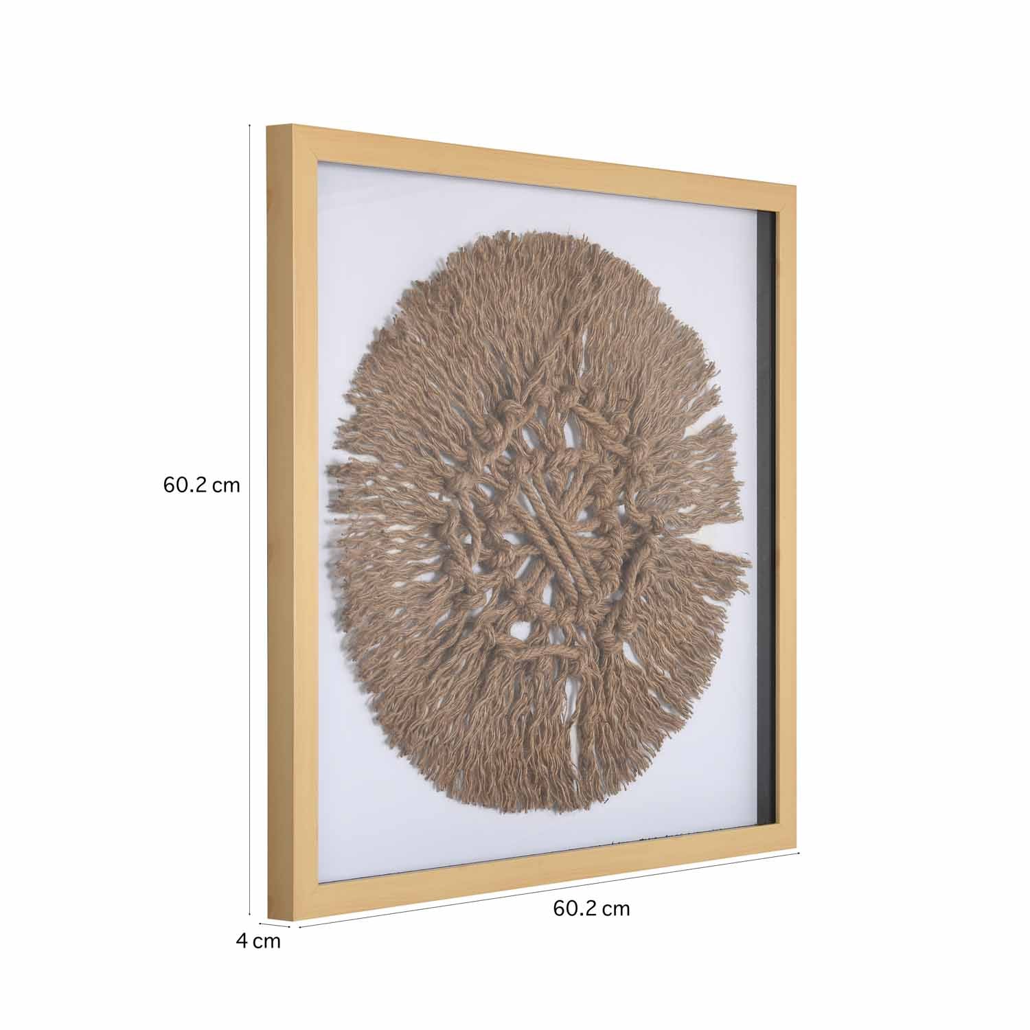 Jute Mandala Glass Wall Décor- Sand Brown