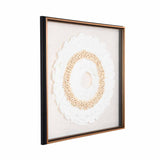 Floral Art Glass Wall Décor- White and Sand Brown