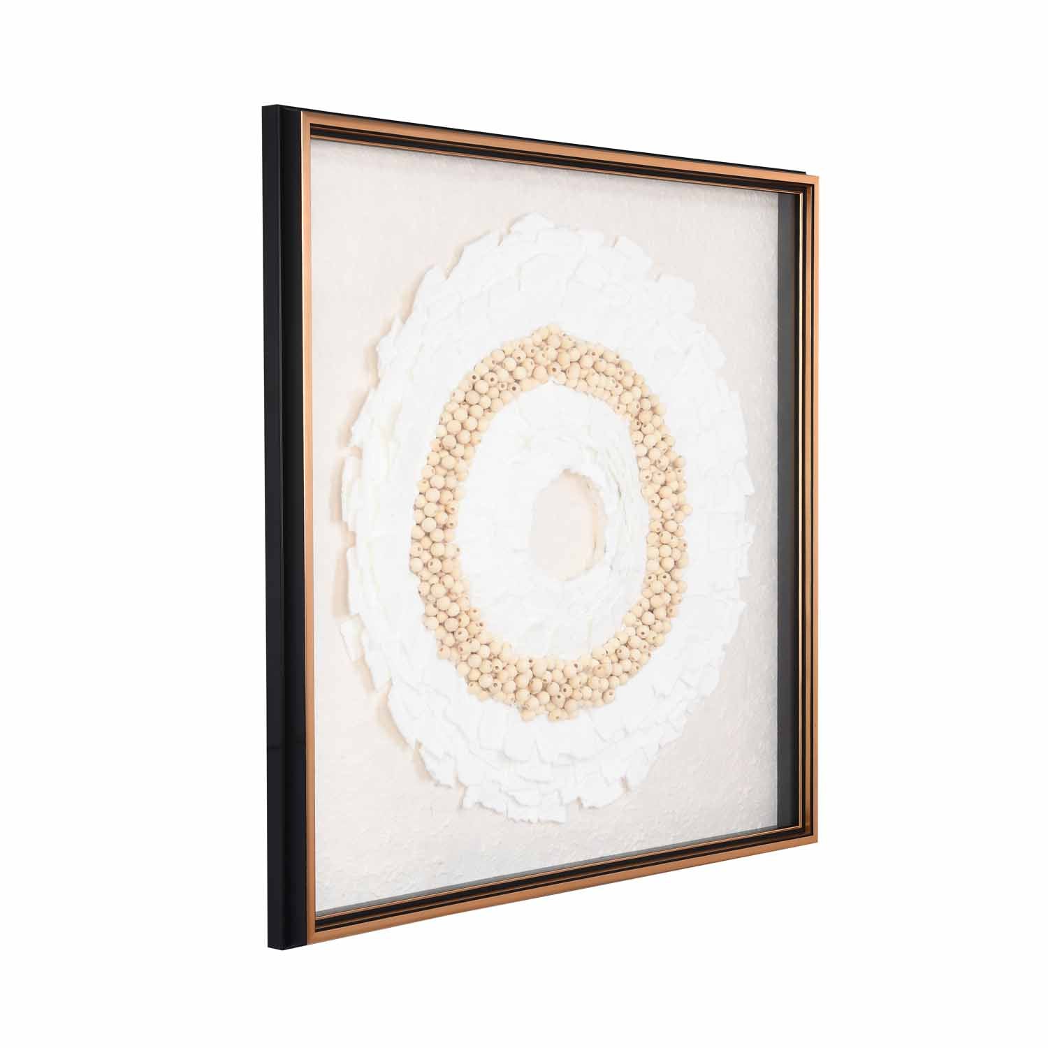 Floral Art Glass Wall Décor- White and Sand Brown