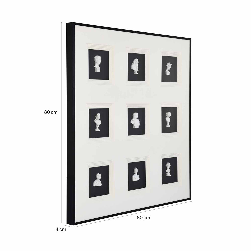 Greek Faces Glass Wall Décor- White and Black
