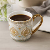 Porcelain Set of 6 Coffee Mug- White and Gold