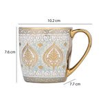 Porcelain Set of 6 Coffee Mug- White and Gold