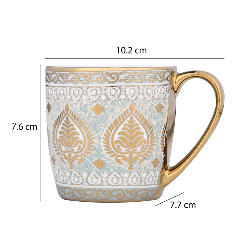 Porcelain Set of 6 Coffee Mug- White and Gold