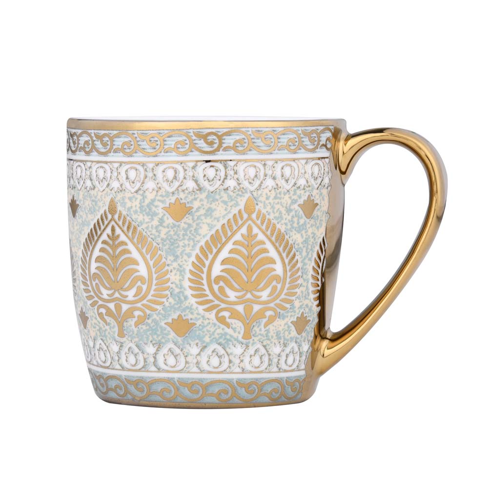 Porcelain Set of 6 Coffee Mug- White and Gold