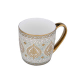 Porcelain Set of 6 Coffee Mug- White and Gold