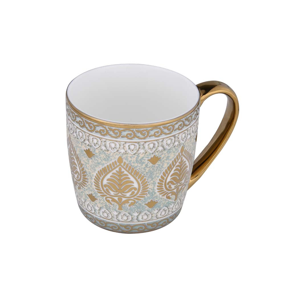 Porcelain Set of 6 Coffee Mug- White and Gold