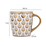 Porcelain Set of 6 Coffee Mug- White and Gold