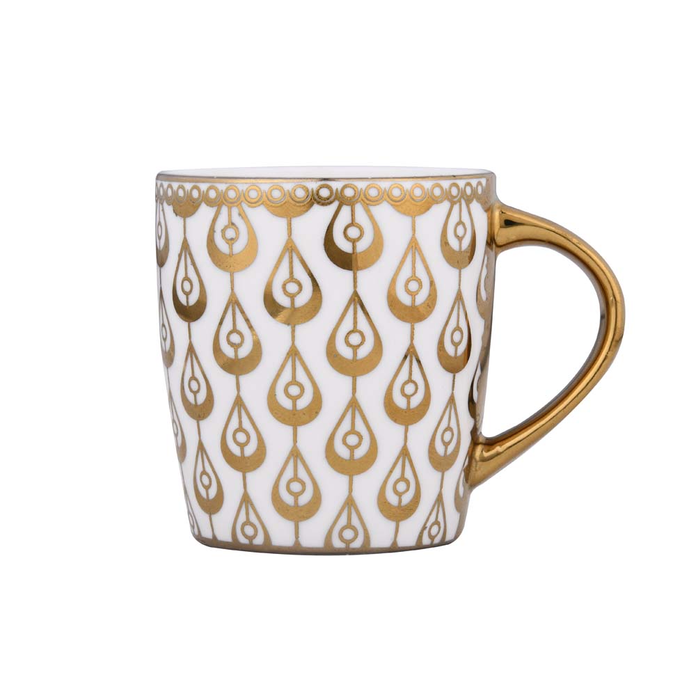 Porcelain Set of 6 Coffee Mug- White and Gold