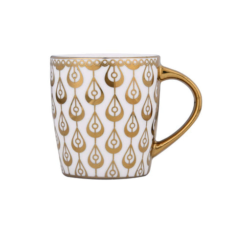 Porcelain Set of 6 Coffee Mug- White and Gold