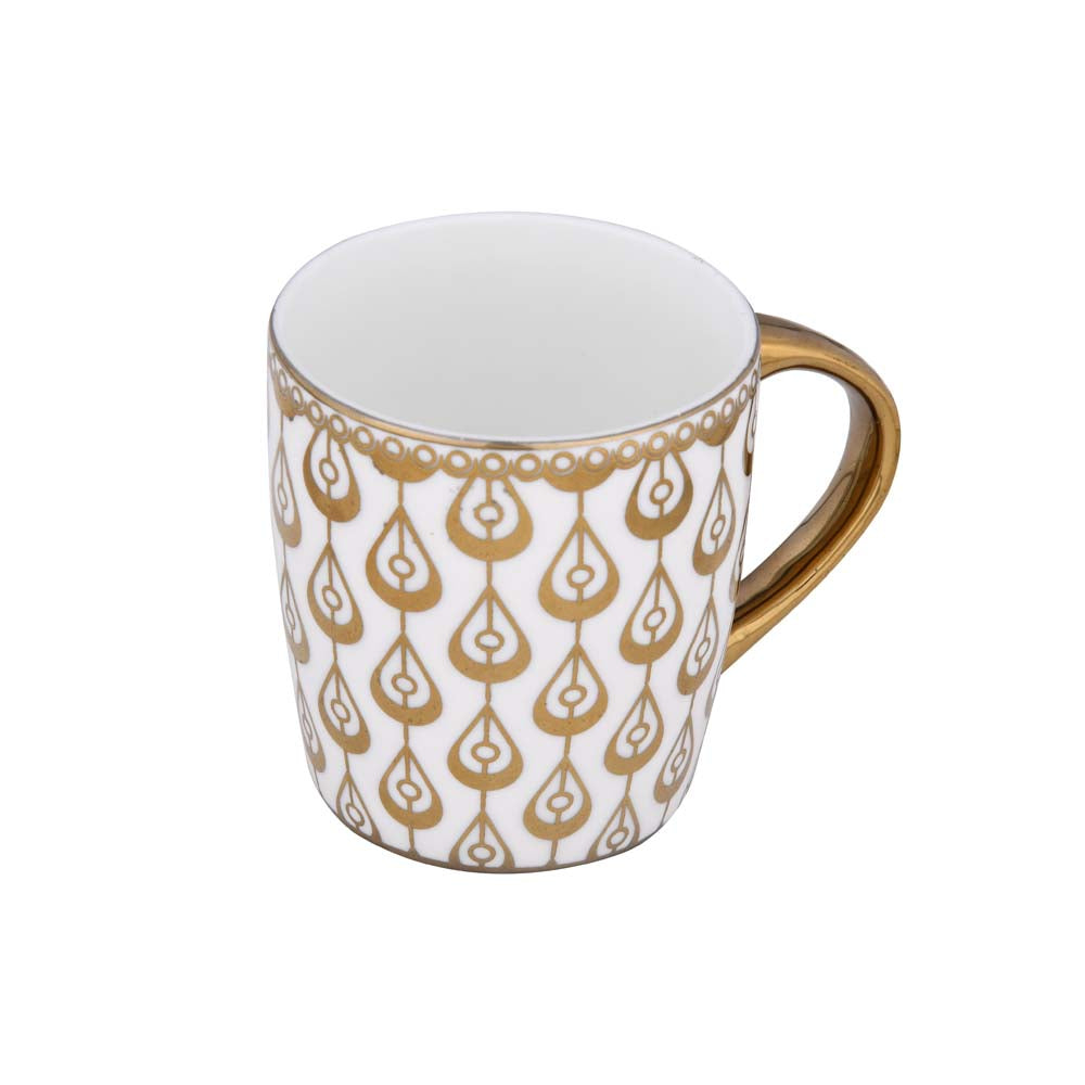 Porcelain Set of 6 Coffee Mug- White and Gold