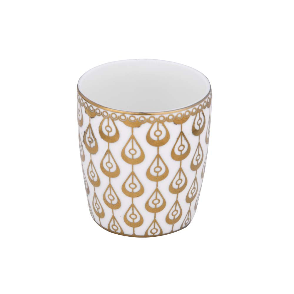 Porcelain Set of 6 Coffee Mug- White and Gold