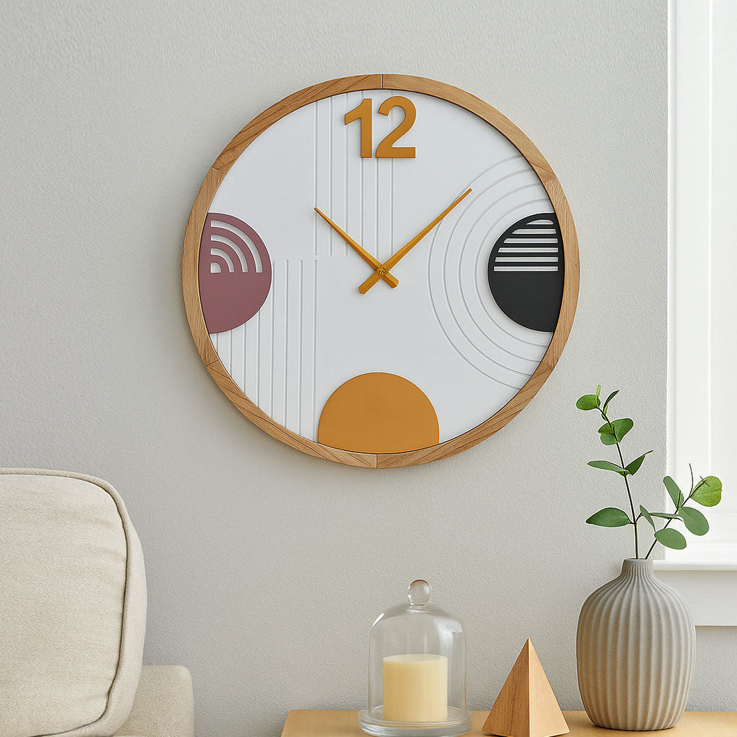 Geometric Arch MDF Wall Clock- Multicolor
