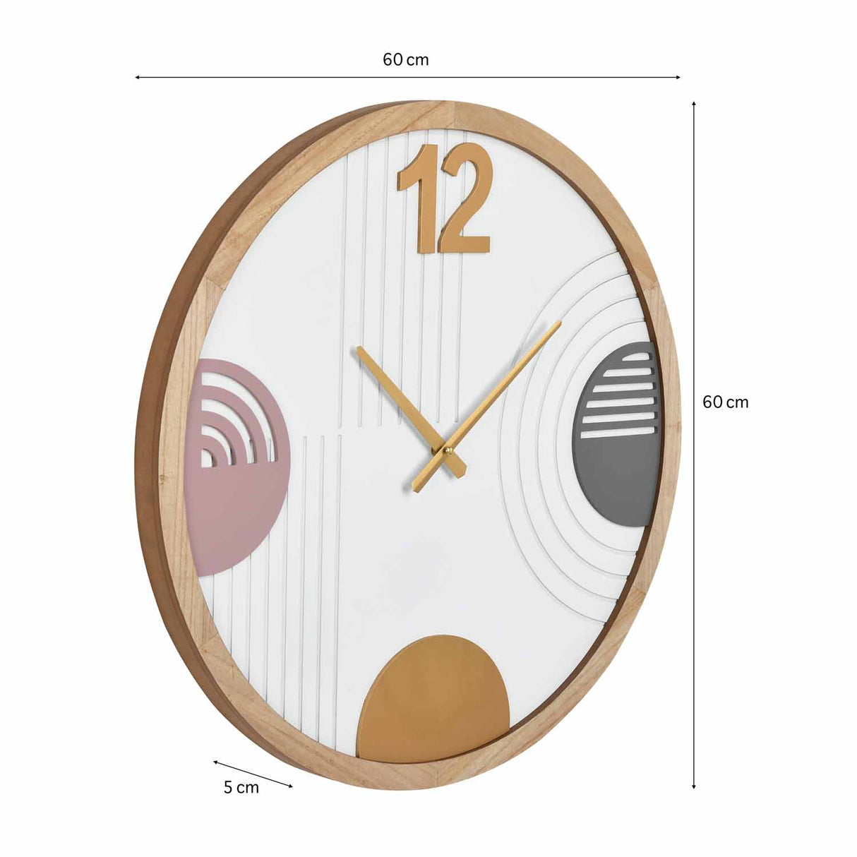 Geometric Arch MDF Wall Clock- Multicolor