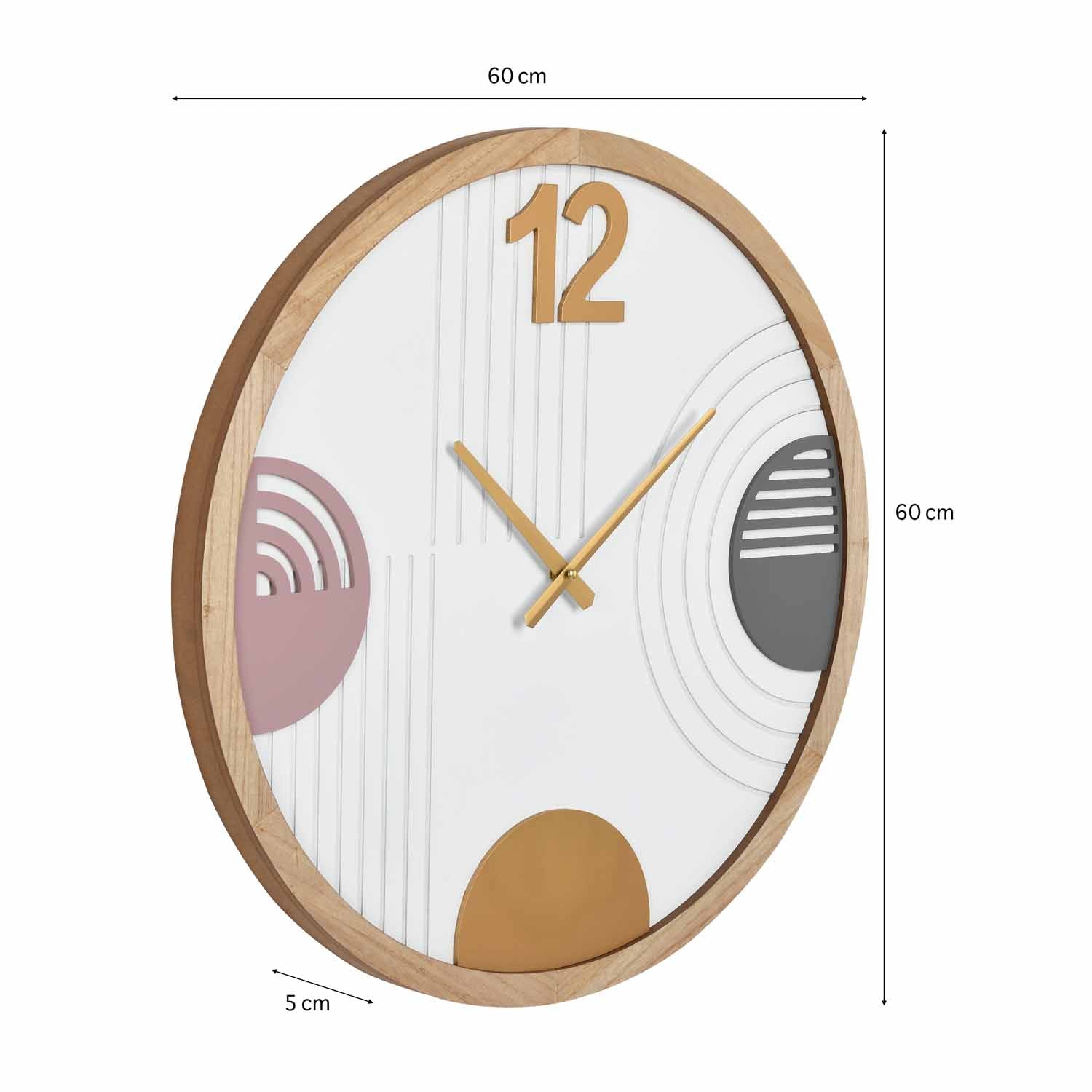 Geometric Arch MDF Wall Clock- Multicolor