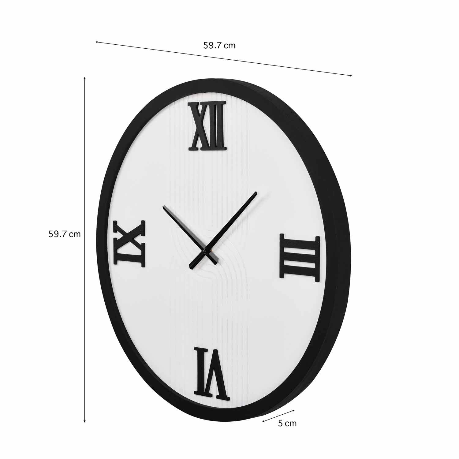 Dual Arch MDF Wall Clock- Black and White