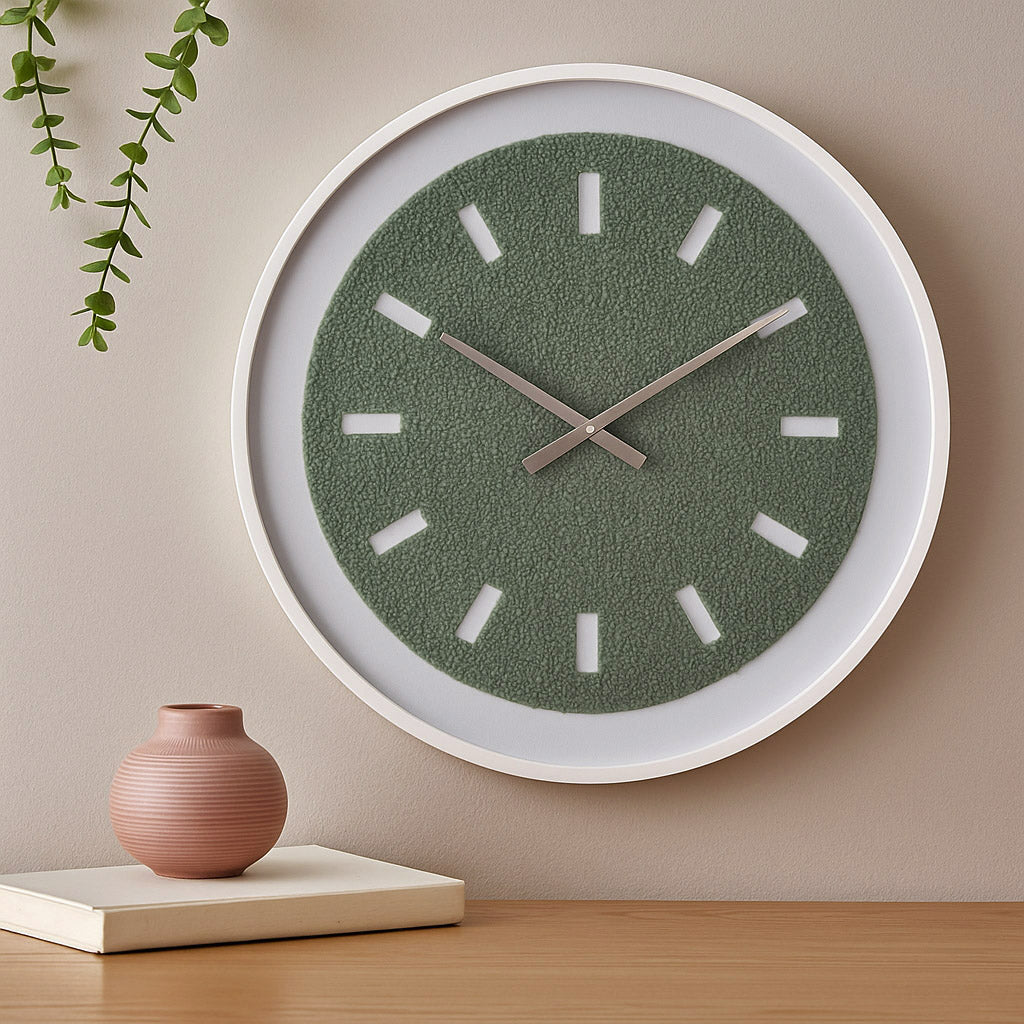 Tufted Grass MDF Wall Clock- Green