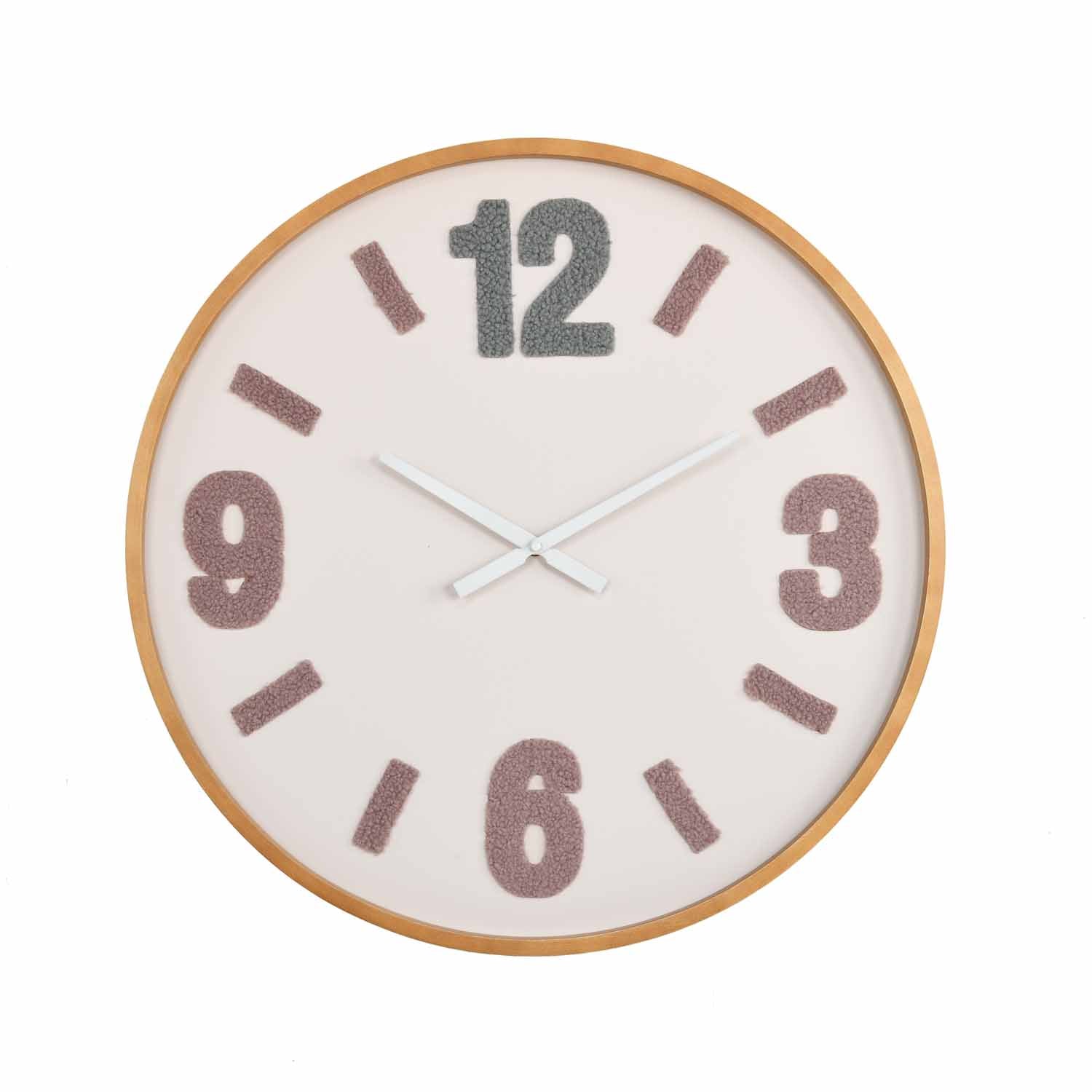 Tufted Numeric MDF Wall Clock- Brown