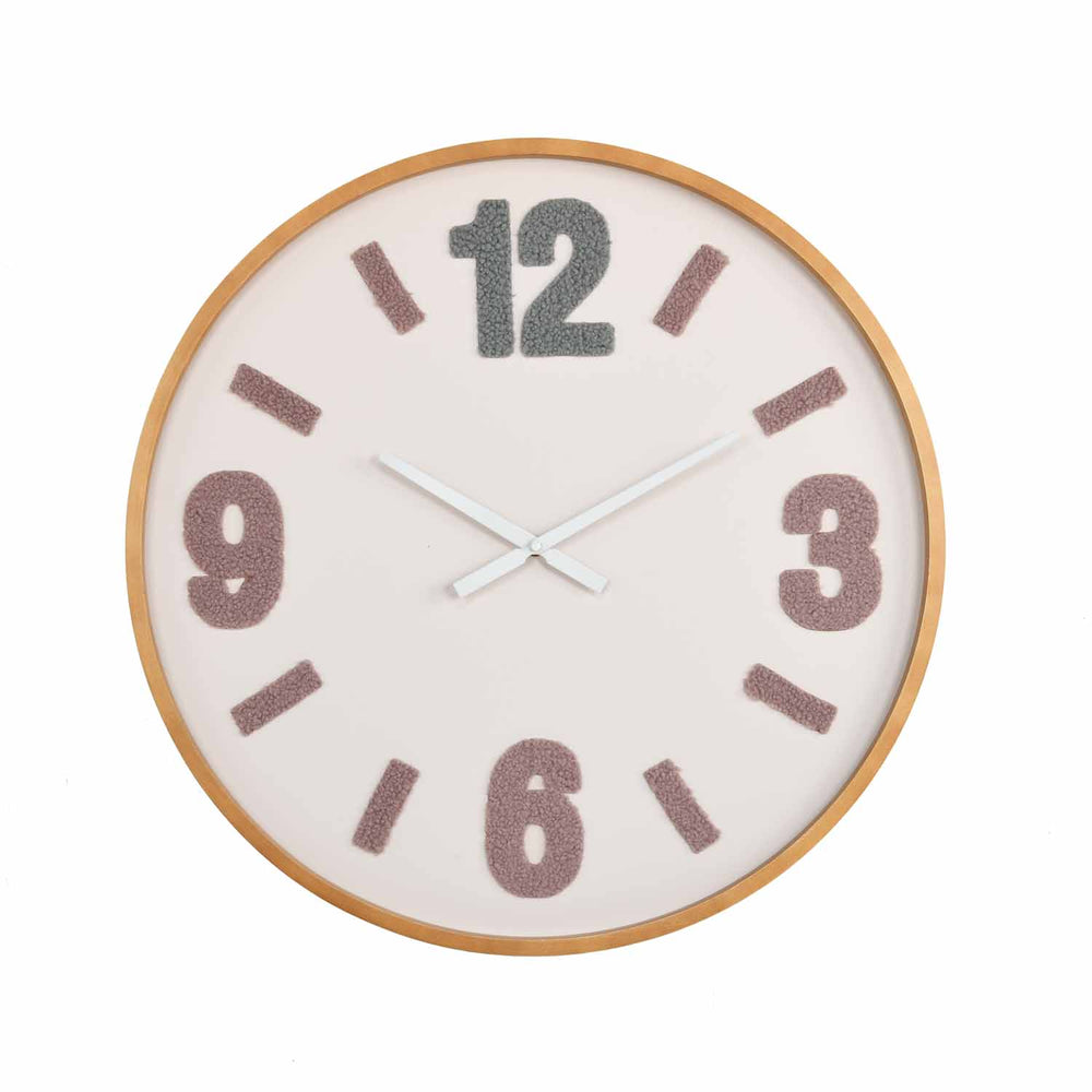 Tufted Numeric MDF Wall Clock- Brown