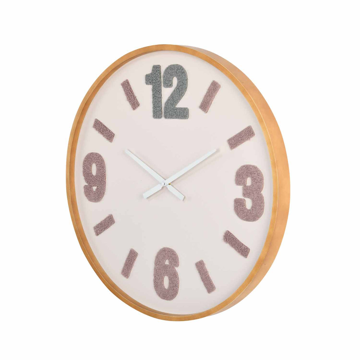 Tufted Numeric MDF Wall Clock- Brown