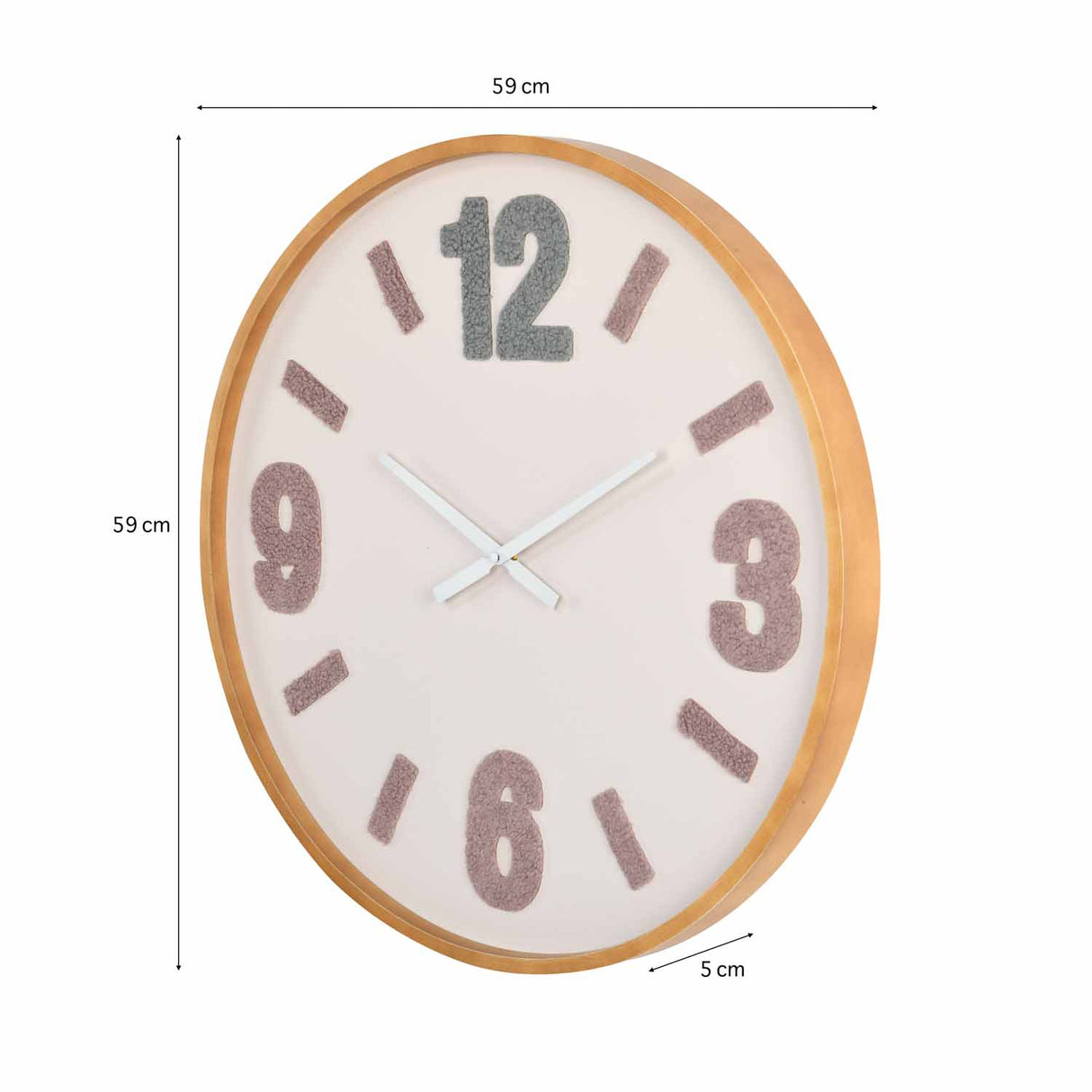 Tufted Numeric MDF Wall Clock- Brown