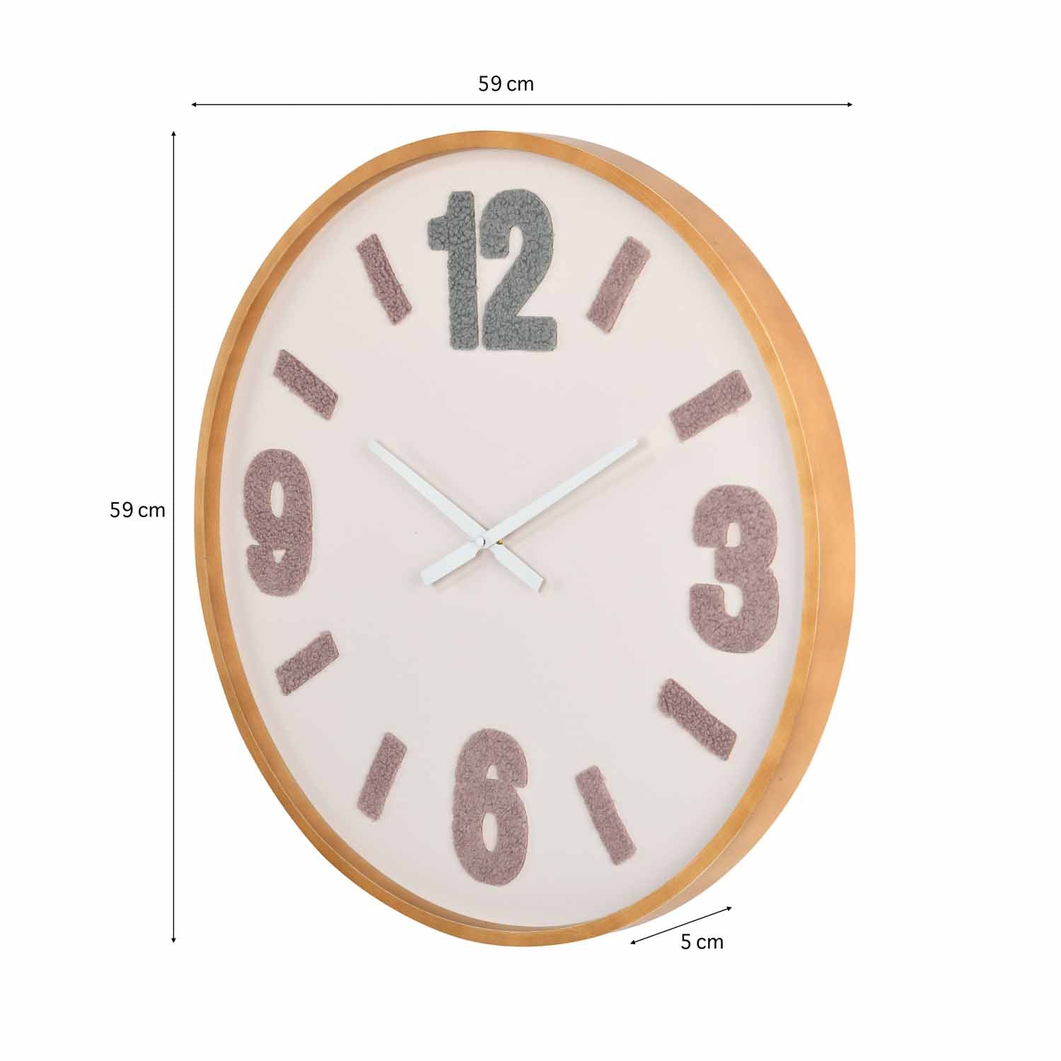 Tufted Numeric MDF Wall Clock- Brown