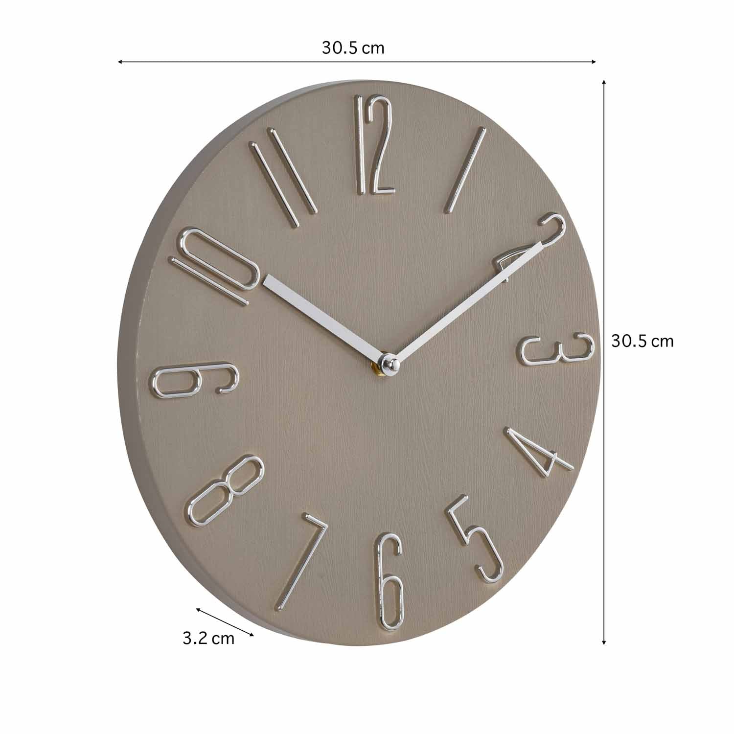3D Numeric Plastic Modern Wall Clock- Grey