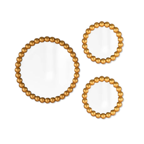 Decorative Moti Frame Mirror Combo Set of 3- Gold