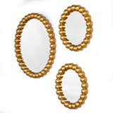 Decorative Moti Frame Mirror Combo Set of 3- Gold