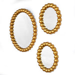 Decorative Moti Frame Mirror Combo Set of 3- Gold