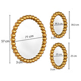 Decorative Moti Frame Mirror Combo Set of 3- Gold