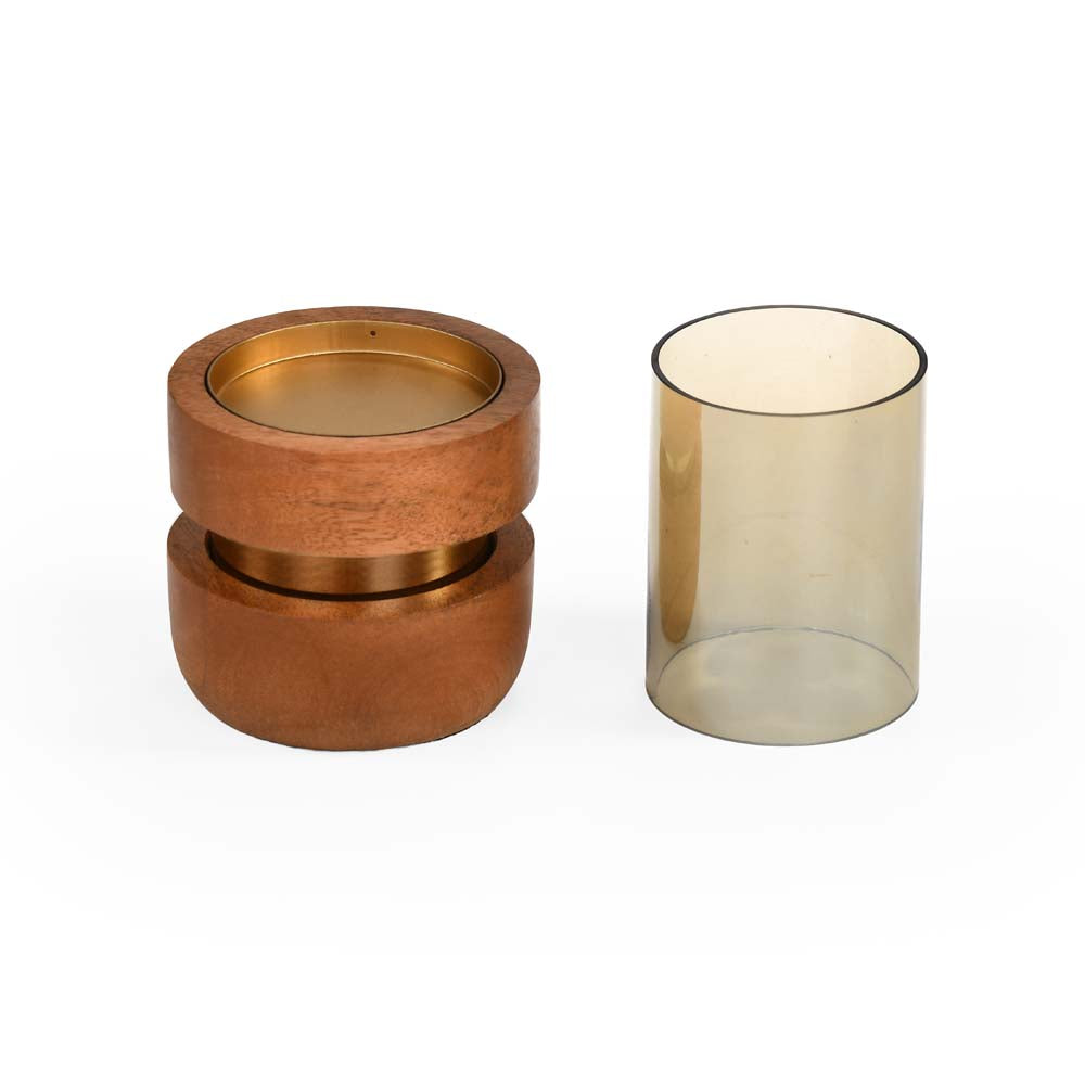 Soft Edges Candle Holder Small- Brown and Gold