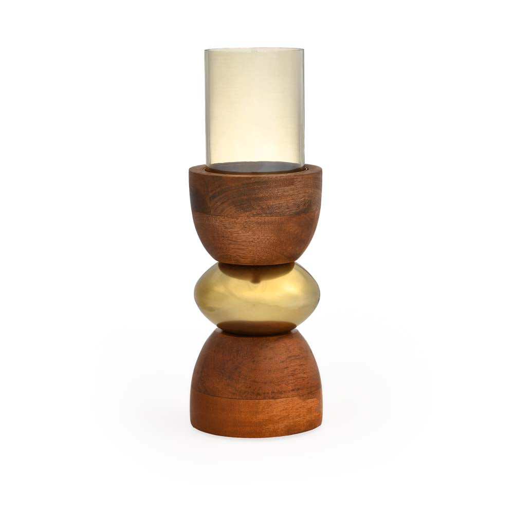 Dual Arch Candle Holder Small- Brown and Gold