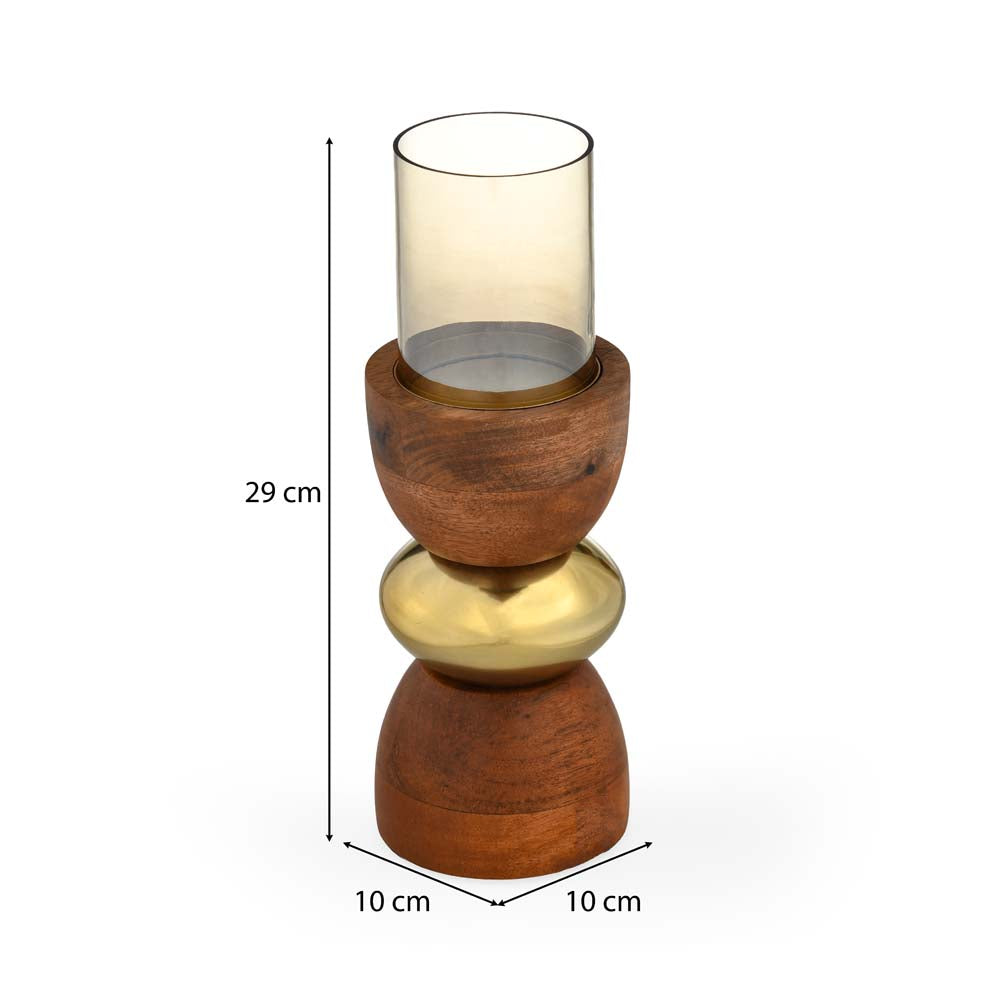 Dual Arch Candle Holder Small- Brown and Gold